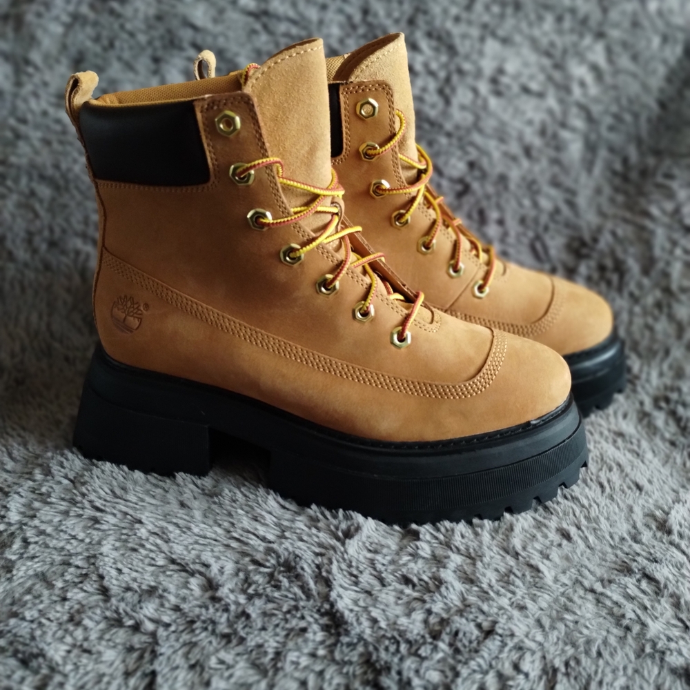 Timberland Premium Platform 6-Inch Boots Wheat Nubuck Women’s 9 NWOT A2KMU - Picture 3 of 11